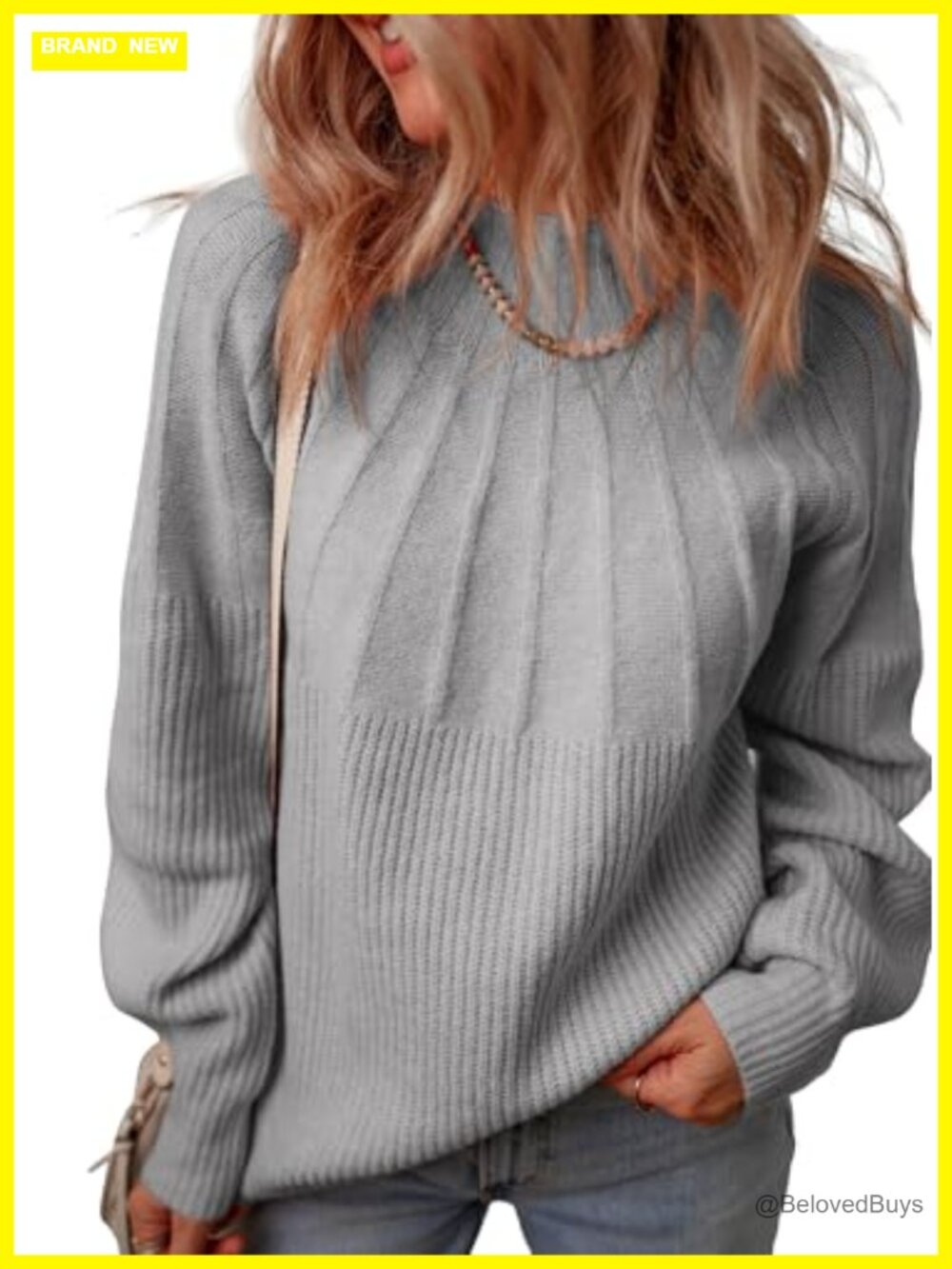 Oversized Turtleneck Sweater Long Sleeve Ribbed Knit Pullover